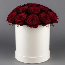 Коробка 25 бордовых роз